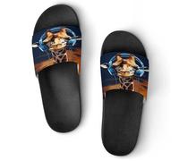 JTREWBV Summer Slippers for Women And Men Giraffe Wearing Headphones Print PVC Home Slippers Shower Shoes Bathroom Sandals, Non-Slip, Easy to Clean