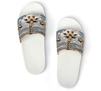 JTREWBV Summer Slippers for Women And Men Giraffes Wearing Sunglasses Print PVC Home Slippers Shower Shoes Bathroom Sandals, Non-Slip, Easy to Clean