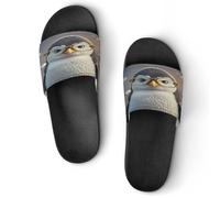 JTREWBV Summer Slippers for Women And Men Penguin with Glasses Print PVC Home Slippers Shower Shoes Bathroom Sandals, Non-Slip, Easy to Clean