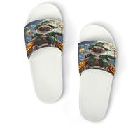 JTREWBV Summer Slippers for Women And Men Pumpkin Carriage in The Dark Print PVC Home Slippers Shower Shoes Bathroom Sandals, Non-Slip, Easy to Clean