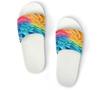 JTREWBV Summer Slippers for Women And Men Rainbow Dynamic Print PVC Home Slippers Shower Shoes Bathroom Sandals, Non-Slip, Easy to Clean