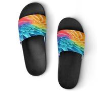 JTREWBV Summer Slippers for Women And Men Rainbow Dynamic Print PVC Home Slippers Shower Shoes Bathroom Sandals, Non-Slip, Easy to Clean