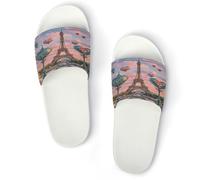 JTREWBV Summer Slippers for Women And Men Romantic Paris Eiffel Tower Print PVC Home Slippers Shower Shoes Bathroom Sandals, Non-Slip, Easy to Clean