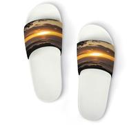 JTREWBV Summer Slippers for Women And Men Sunset Hawaii Beach Print PVC Home Slippers Shower Shoes Bathroom Sandals, Non-Slip, Easy to Clean