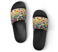 JTREWBV Summer Slippers for Women And Men Watercolor Flowers Print PVC Home Slippers Shower Shoes Bathroom Sandals, Non-Slip, Easy to Clean