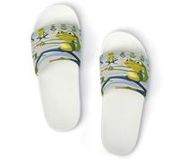 JTREWBV Summer Slippers for Women And Men Yoga Frog Print PVC Home Slippers Shower Shoes Bathroom Sandals, Non-Slip, Easy to Clean