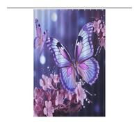 JTREWBV Thick Bathroom Shower Curtains,Purple Butterfly Print Bath Curtain, Fabric Shower Curtain with Metal Grommets & Plastic Hooks