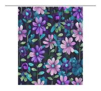 JTREWBV Thick Bathroom Shower Curtains,Purple Camellia Print Bath Curtain, Fabric Shower Curtain with Metal Grommets & Plastic Hooks