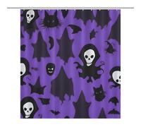 JTREWBV Thick Bathroom Shower Curtains,Purple Halloween Print Bath Curtain, Fabric Shower Curtain with Metal Grommets & Plastic Hooks