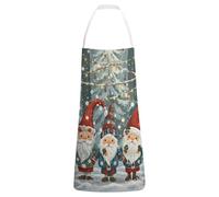 JTREWBV Unisex Bib Kitchen Apron No Pocket,Christmas Winter Gnomes Print Cooking Kitchen Apron,Adjustable Chef Aprons for Kitchen,Cooking,BBQ