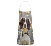 JTREWBV Unisex Bib Kitchen Apron No Pocket,Cute Springer Spaniel Print Cooking Kitchen Apron,Adjustable Chef Aprons for Kitchen,Cooking,BBQ