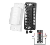 Jtron 6-Compartment Car Fuse Box for ATO/ATC 1-20A Fuse, DC 32V, M5 Screw Connector, Fuse Holder with Fuse for Car, Boat, Marine, SUV (6-Way, No Negative)