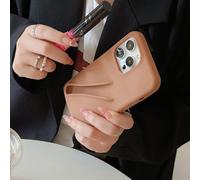 Jtsery Lip Gloss Holder Phone Case for iPhone 16 Pro Max, Lipgloss Case Lipstick Lip Glaze Designed Stylish Silicone Funny Women Girls Cover for iPhone 16 Pro Max 6.9 inch 2024 (Brown)