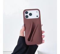 Jtsery Lipstick Holder Case for iPhone 17 Pro Max, Lipgloss Lipstick Lip Glaze Stand Stylish Funny Women Girls Silicone Cover for iPhone 17 Pro Max 6.9 inch 2025 (Brown)