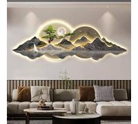 JTSMJQIE 3d Wall Sculptures Painting Hanging Wall Art Led Light Painting, Wall Hanging Art Decorations Lamp, Modern Oriental Decor Traditional Chinese Welcoming Pine Wall Hanging Painting