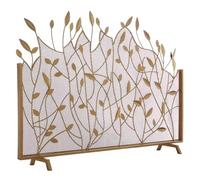 JTSMJQIE Fire Screen Golden Finish Fire Screen Spark Guard - Single Panel Fireplace Screen for Portico Fireplace Areas/Gas Fireplace Leaf Design