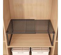 JTSMJQIE Retractable Tiered Cabinet - Sturdy Metal Storage Solution for Efficient Space Management in Closets, Kitchens & Shoe Cabinets