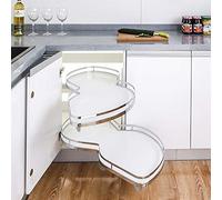 JTSMJQIE Rotating Corner Cupboard Storage,Corner Pull Out Kitchen Organiser,Cabinet Carousel Storage Rack with Soft Close,2 Tiers Swing Tray for 36-inch/900mm