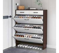 JTSMJQIE Shoe Narrow Shoe Cabinet, Racks Storage For Hallway 2 Drawer Shoe Cabinet Cupboard Shoe Storage Organiser Pull Down Furniture Unit With Adjustable Shelves