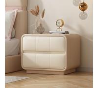 JTSMJQIE Solid Wood Nightstand with Two Drawers and Microfiber Leather Surface,Minimalist Design for Bedroom Storage and Organization