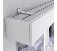 JTSMJQIE Window Curtain Pelmet Box Wall Mount Curtain Rod Box with Double Track & Bracket, White Curtain Valance Pelmet, Heavy Duty Curtain Rail Pole Cover, Room Divider Track Decor