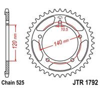 Jt Sprockets 525 Jtr1792.43 Steel Rear Sprocket Silver 43t