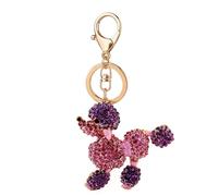 JTTBIGV Cute Animal BlingBling Crystals Keychain Animal Charm Keyring Car Bag Wallet Purse Handbags Cars Key Pendant Decor, Purple Poodle, S