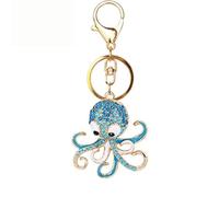 JTTBIGV Cute Animal BlingBling Crystals Keychain Animal Charm Keyring Car Bag Wallet Purse Handbags Cars Key Pendant Decor, Blue Octopus, S