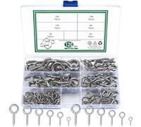 Jttxiu 120 Pcs Eye Hooks, Metal Ceiling Hooks Screw-in Eye Hooks, Heavy Duty Nickel Plated Self Tapping Cup Hook Eyelet Bolts for Indoor Outdoor, Wood, Securing Cables Wires, 6 Size (Silver)