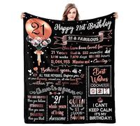 JTUOW 21st Birthday Theme Multicolored Flannel Throw Blanket 60*50in Unisex 21+ Years 21st Birthday Gift