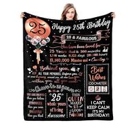 JTUOW 25th Birthday Gifts for Women Happy 25th Birthday Decorations Blanket Best Gifts for 25 Year Old Female Male 25 Year Old Birthday Gifts for Her 25th Bday Gift Ideas for Daughter Sister Friends