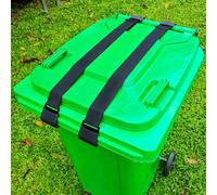 Jtuxcke 2 PCS Trash Can Locks Strap for Animals, Double Claw Garbage Can Lock, Adjustable Garbage Can Straps Bungee Cord with Hooks for 28-96 Outdoor Gallon Trash Cans