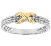 JTV Sterling Silver and 18ct Yellow Gold Over Sterling Silver 5mm Polished Textured Infinity Ring, 8, Metal, No Gemstone