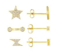 JTV White Cubic Zirconia Stud Earrings Set - 18ct Yellow Gold Over Sterling Silver 0.79ct Cubic Zirconia