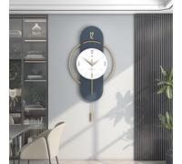 JTWALCLOCK Large Modern Blue Metal Wall Clock, 16 inch, Silent, Battery Operated, Non-Ticking, for Living Room, Kitchen, Bedroom, Office, Home Indoor House Decor