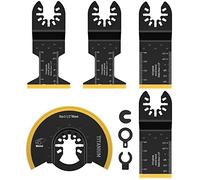 JTWEB 5PCS Titanium Oscillating Saw Blades Kit, Titanium Plated Bimetal, Fits Over 95% of Oscillating Tools, Cuts Metal, Wood, Nails, Screws & Hard Materials