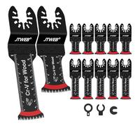JTWEB Japanese Tooth Oscillating Saw Blades Wood, 12PCS Standard & Extra-Long Reach Arc Edge Multitool Blades Clean Cut for Wood, Plastic, Universal Power Oscillating Tool Blade Multi Tool Blades Kits