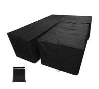 JTWEB New_Soul L Shaped Cover Patio Sofa Furniture Couch Cover 210D Waterproof Dustproof Polyester Garden Corner Sofa Couch Protector Cover with Storage Bag Black 215x215x87CM&155x95x68CM