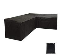 JTWEB New_Soul L Shaped Cover Patio Sofa Furniture Couch Cover 210D Waterproof Dustproof Polyester Garden Corner Sofa Couch Protector Cover with Storage Bag (270 * 270x90CM, Black)