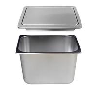 JTWWDM 15L Square Built-In Trash Can, Recessed 304 Stainless Steel Desktop Garbage with Swivel Cover, Embedded Countertop Kitchen Rubbish Chute Flap Lid,L