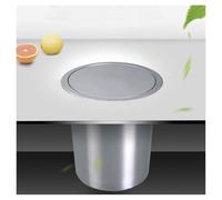 JTWWDM Countertop Trash Can with 360° Swivel Lid, Black Built-In Stainless Steel Waste Container, Round Space-Saving Design for Kitchen Coffee Bar Salon,Silver