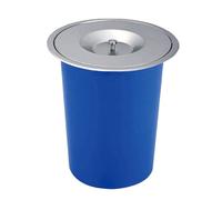 JTWWDM Countertop Trash Can with Handle Lid, 5L/8L Drop-In Waste Chute with Stainless Steel Cover, Easy-Lift Top, Hidden In-Counter Garbage Bin for Kitchen Office,Silver,8L