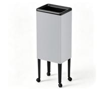 JTWWDM Elevated Wheeled Stainless Steel Trash Can, Slim Rectangular Open Top Garbage Bin with Removable Plastic Inner Liner, Standing Kitchens Waste Basket,Silver