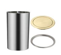 JTWWDM Embedded Countertop Trash Chute, Round Cover Swing Flap Garbage Bin Cover, Hidden Stainless Steel Trash Can Lid, Simple Waste Basket for Office Kitchen,Titanium