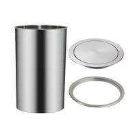JTWWDM Embedded Countertop Trash Chute, Round Cover Swing Flap Garbage Bin Cover, Hidden Stainless Steel Trash Can Lid, Simple Waste Basket for Office Kitchen,Silver