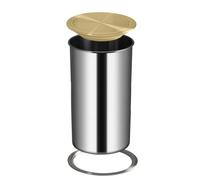 JTWWDM Embedded Kitchen Counter Trash Can, Round Stainless Steel Garbage Bin with Rotating Lid, Hidden Waste Chute for Minimalist Homes & Workspaces,Gold