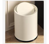 JTWWDM Light-Luxury 9L Stainless Steel Trash Bin, Round Durable Double-Layer Garbage Bin, Smooth Swing Lid, Stylish Waste Basket for Home & Office Mall,White