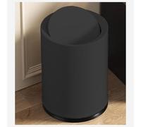 JTWWDM Light-Luxury 9L Stainless Steel Trash Bin, Round Durable Double-Layer Garbage Bin, Smooth Swing Lid, Stylish Waste Basket for Home & Office Mall,Black