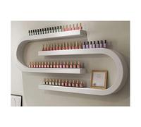JTWWDM Metal Nail Polish Organizer Wall Mounted, Black U-Shaped Essential Oil Perfume Storage Rack, 4 Tiers Lipstick Display Case Cosmetic Display Shelf,White,2P