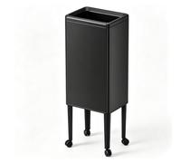 JTWWDM Minimalist Open-Top Stainless Steel Trash Can with Universal Wheels, Removable Plastic Inner Bucket, Home Rectangular Tall Rolling Garbage Bin,Black